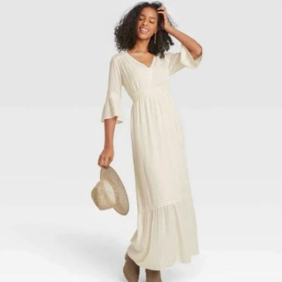 Knox Rose Ivory/Cream Peasant Dress - Size S - Picture 1 of 4